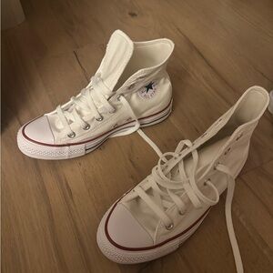 Converse Classic White High-Tops with Red Accents